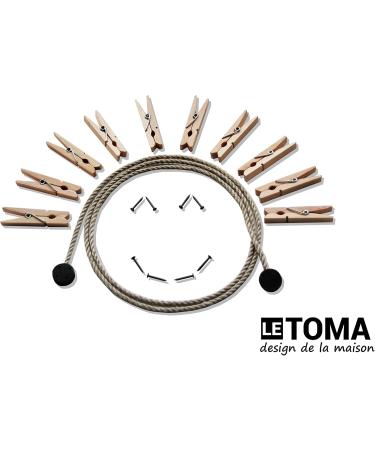 Letoma Photo Rope 100 cm - Handmade Hemp Foto Leash with 8 Brackets | Ideal for Hanging Photos & Postcards - Premium Quality & Patented Design - Made in Germany - Buy Online on GoSupps.com