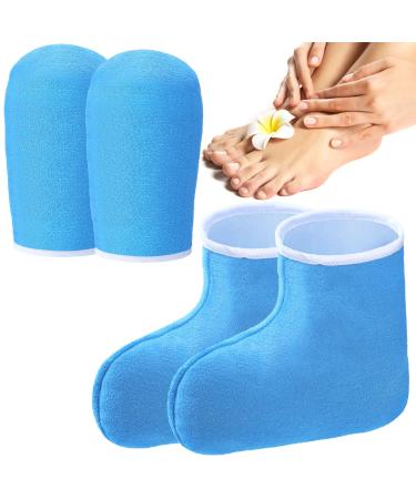Paraffin Wax Mitts Paraffin Wax Gloves and Booties Wax Bath Hand Mitts Terry Cloth Mitts and Booties Paraffin Wax Foot Mitt Moisturizing Spa Accessories for Hand Foot Care (Blue)