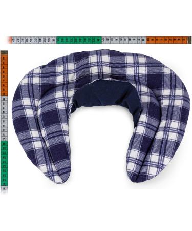 Cozy Neck Pillow with Stand-Up Collar & Heat Pad - St. Johns Wort & Flannel Check Blue - Perfect for Relaxation & Travel - Buy Online on GoSupps.com