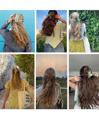 Large Hair Claw Clips 8 Pack: Strong Hold Rectangular & Square Styles for Thick Hair - Matte Warm Color Pink - Women's Hair Accessories - Buy Online on GoSupps.com