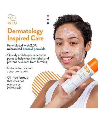 Acne Free Oil-Free Benzoyl Peroxide 2.5% Acne Face Wash with Glycolic Acid - 8 Ounce - Buy Online on GoSupps.com