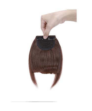 Fashion Clip In Bangs Hair Extensions Front Full Neat Bangs Fringe 2 Clips One Piece Thick Straight Hairpiece Accessories Hairpiece For Women Dark Auburn