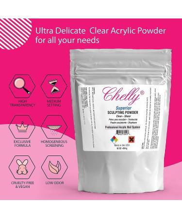 Chelly Superior Sculpting Powder - Professional Acrylic Nail System Clear Blush Pink Medium Pink 16 oz 454 g (Clear) - Buy Online on GoSupps.com