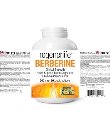 Natural Factors Regenerlife Berberine 500mg 90 liquid softgels Clinical Strength Helps Support Blood Sugar and Cardiovascular Health - Buy Online on GoSupps.com