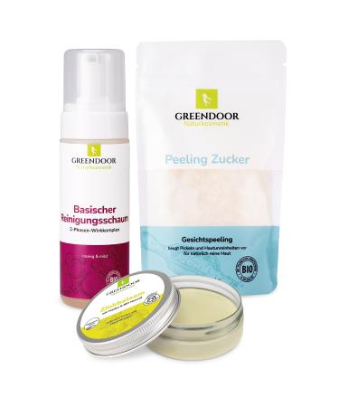 Greenendoor anti-pimple set complete anti pimple balm + basic cleaning foam + facial peeling reduces pimples natural cosmetics of course without animal experiments