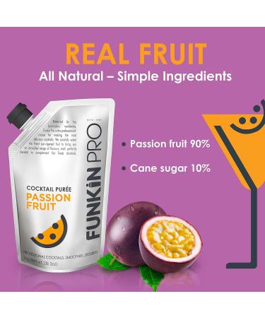 Funkin Pro Passion Fruit Puree 1kg - Real Fruit Cocktail Ingredient for Cocktails, Cooking, and Baking - Puree Mixer (Pack of 1) - Buy Online on GoSupps.com