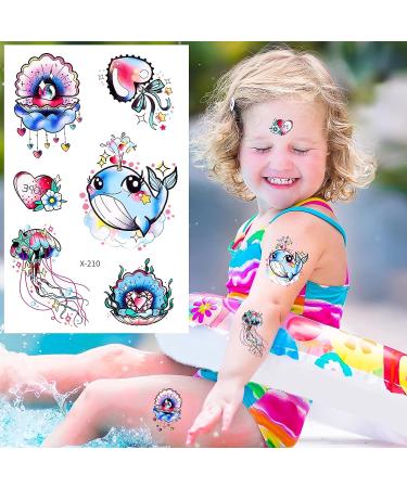 Konsait Cartoon Temporary Tattoos for Girls - 56pcs Waterproof Fake Stickers with Flamingo, Flower, Butterfly, and More - Ideal for Kids' Birthday Party Favors and Gift Bag Fillers - Buy Online on GoSupps.com