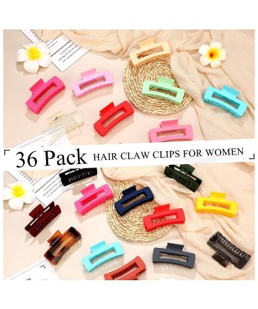 36-Piece 4.1 inch Large Hair Claw Clips - Matte Finish, Strong Hold Plastic Barrettes for Women & Girls - 18 Color Options - Buy Online on GoSupps.com