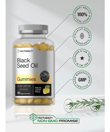 Blackseed Oil Gummies 90 count - Vegan Non-GMO Gluten Free Formula - Nigella Sativa - Natural Lemon Flavor by Horbaach - Buy Online on GoSupps.com