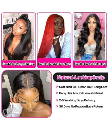 22inch Straight 13x6 Lace Front Wig Human Hair 180% Density Pre Plucked Transparent Lace Frontal Wig for Black Women - Brazilian Virgin Hair, Bleached Knots - Buy Online on GoSupps.com