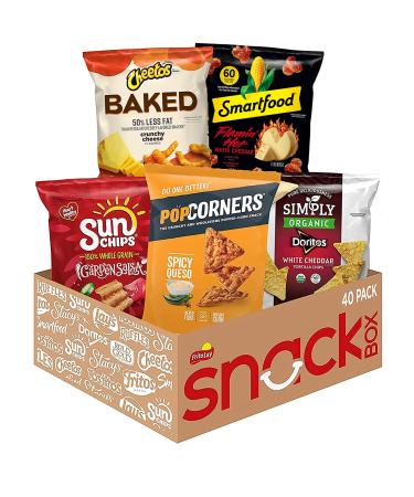 Frito-Lay Ultimate Hot & Bold Smart Care Package, Variety Pack, Individually Wrapped Snacks, Includes Popcorners, Simply Organic Doritos, Baked Cheetos, Smartfood Popcorn, Sunchips, 40 Count