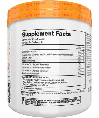 Top Secret Nutrition Vegan BCAA Re-Igniter - Amino Acid & Electrolyte Supplement with Astaxanthin Coconut Water - Pineapple Mango 30 Servings - Buy Online on GoSupps.com