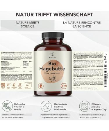 BIONUTRA Bio Rosehip capsules high dose 5200 mgday residue controlled German production vegan lactose & gluten free without additives 270 pieces x 650 mg - Buy Online on GoSupps.com