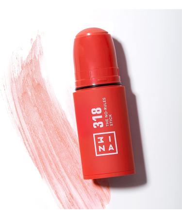 3INA Makeup No Rules Stick 318 Coral Blush Stick Matte with Hyaluronic Acid - Vegan & Cruelty-Free - Buy Online on GoSupps.com