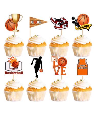 Ercadio 24 Pack NBA Star Basketball Cupcake Toppers Basketball Player Cupcake Picks Basketball Happy Birthday Cake Toppers for Sport Theme Baby Shower Birthday Party Cake Decoration Supplies Pattern-2