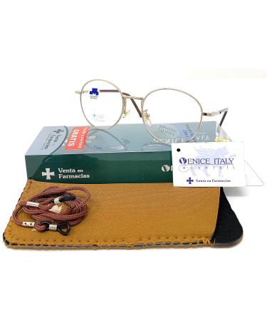 Blue Light Filter Reading Glasses - Anti Blue Light Computer Glasses for Men & Women | Venice Gold Lennon +2.00 - Buy Online on GoSupps.com