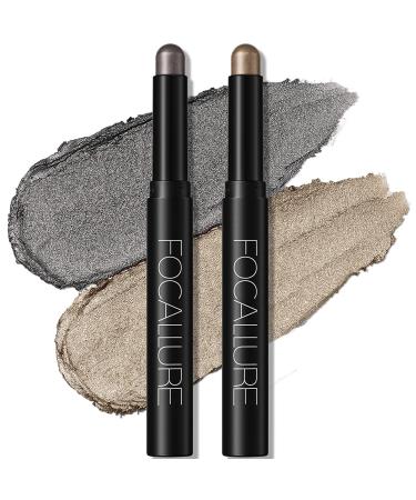2 PCs cream eyeshadow stick bright eyeshadow pen crayon set matt and shimmering eyes make -up set long -lasting waterproof eyes shadow make -up tool (polar dust storm (2324))