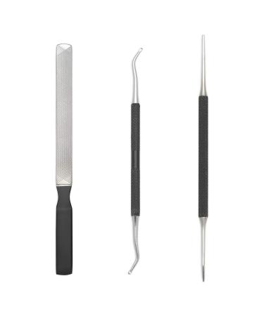 KLIPP Ingrown Toenail Tool Kit for Men and Women Ingrowing Toe Nail Lifter Rounded File and Metal Fingernail File for Manicure Pedicure Foot Care Heavy Duty Surgical Grade Steel