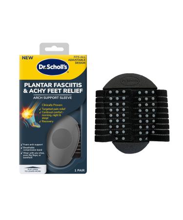 Dr. Scholl's Plantar Fasciitis & Achy Feet Relief Arch Support Sleeve Cushioned Arch Support Compression Band Foam Pad Insert Non Slip Sole All-Day Wear Morning to Night Unisex 1 Pair