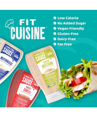 Fit Cuisine Low Calorie Sauce - Low-Cal Sauce to Support Weight Management Low Carb Diet Keto Friendly Vegan For Dipping Dressing Cooking Marinading - 425ml (Caesar Dressing) - Buy Online on GoSupps.com