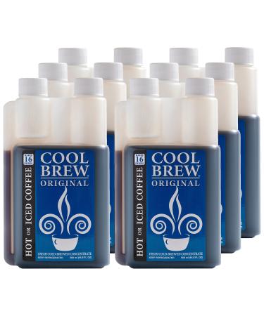 CoolBrew Original 6 Pack - 16 DRINKS PER BOTTLE - Fresh Cold Brew Liquid Concentrate - For Iced or Hot Coffee, Unsweetened, No Preservatives Original 16.91 Fl Oz (Pack of 6)
