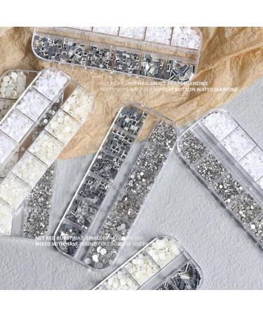 FEIlei 12 Grids Nail Charms Rhinestones Flat Back Diamond Nail Art Crafts Rhinestones - Buy Online on GoSupps.com