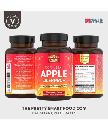 Organic Apple Cider Vinegar Capsules with Turmeric & Ginger - 1300MG Dosage - 120 Capsules - Made in the UK - Buy Online on GoSupps.com