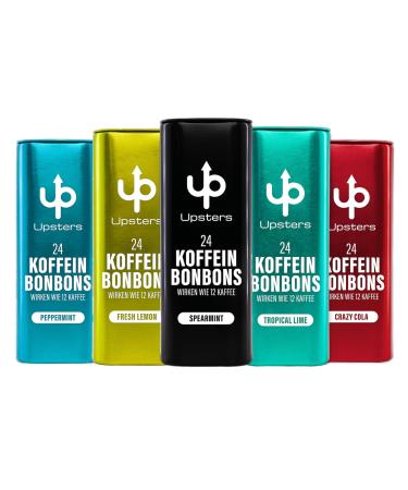 Upsters Energy Caffeine Candies - Fabulous Five - 120 Candies - 60 Caffeine Energy and Energy Drinks - Sugar Free -