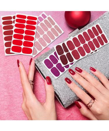 SILPECWEE 20 Red Glitter Solid Nail Wraps for Women - Self Adhesive Nail Polish Stickers with Nail File - Nail Art Decals for Fingernails - Buy Online on GoSupps.com
