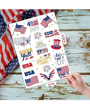 AOYOO 4th of July Glitter Temporary Tattoos - Patriotic Party Supplies for Memorial Day, Independence Day & Labor Day - Buy Online on GoSupps.com