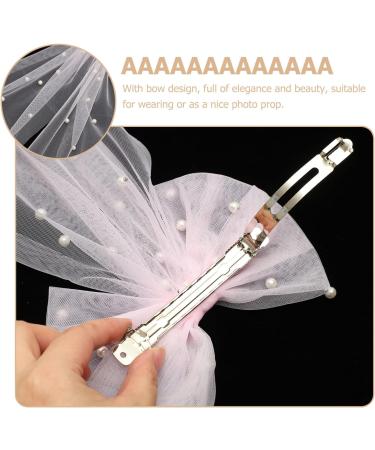 FRCOLOR Mesh Ribbon Hairpin Hair Deyer Pearl Headpiece Bridal Hair Pin Bride Hair Clip Bride Hair Accessory Hair Bows for Women Pearl Hair Accessories Wedding Girl Top Clip Pearl Pink - Buy Online on GoSupps.com