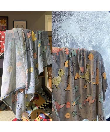 MOYORA Glow In The Dark Dinosaur Blanket - Soft Toy Cozy Flannel Throw for Boys and Girls - Perfect Birthday Gift - 50 x 60 - Buy Online on GoSupps.com