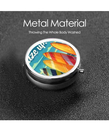 Beach & Surfboard Portable Metal Pill Box | Round Mini 3-Compartment | Travel Essential for Small Pills - Black - Buy Online on GoSupps.com