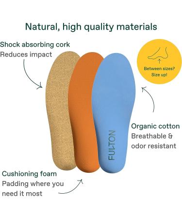 Fulton Women's Shock Absorbing Insoles with High Impact Arch Support - Custom Molding Cork Inserts for Plantar Fasciitis Relief - Women's Size 8 - Buy Online on GoSupps.com