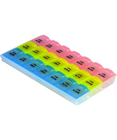 21 Compartments Pill Organizer Box - Weekly AM/PM Medicine Remainer for Pills & Vitamins | Inspirations - Buy Online on GoSupps.com