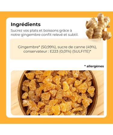 Candied ginger 1 kg in cubes ginger of natural origin Pieces of ginger dehydrated with cane sugar IDEAL for recipes resealable bag - Buy Online on GoSupps.com