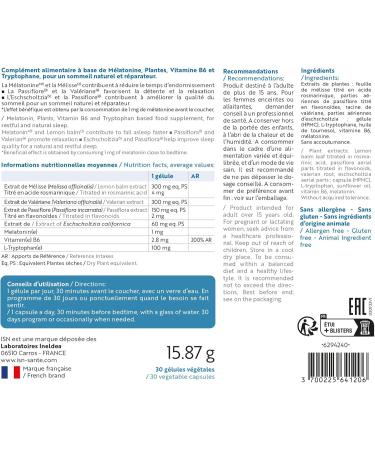 ISN - Ineldea Natural Health Somnil- Dietary supplement - Melatonin plants vit.B6 - Facilitates falling asleep - Improves sleep -Cure 30d - Buy Online on GoSupps.com