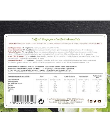 MONIN - Cocktail Set - Passion Coconut Elderflower Mojito and Strawberry - 5x5cl - Buy Online on GoSupps.com
