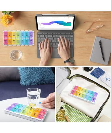 Buy Mericargo 7-Day Pill Organizer - Dual Compartment Weekly Medication Box Multicolored | International Shipping - Buy Online on GoSupps.com
