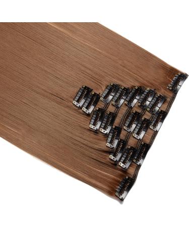 Ombre Colorful Synthetic Hair Extensions - 26 Light Brown Full Head Clip Ins | 8Pcs, 18 Clips - Buy Online on GoSupps.com