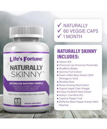 Life's Fortune Naturally Skinny Formula - Boost Metabolism & Energy - 60 Veggie Caps for Quick Digestion - Buy Online on GoSupps.com