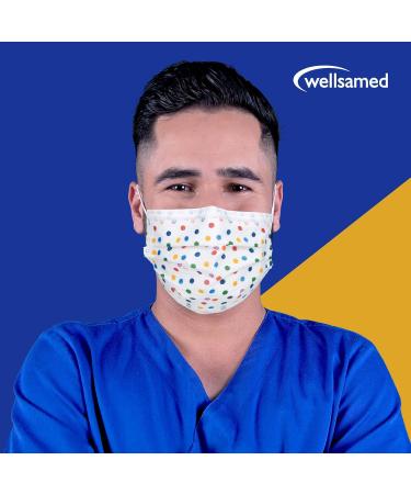 Wellsamed Wellsamask 50 Pack Medical Face Masks Type IIR with Elastic Band - Dot Motif - International Shipping Available - Buy Online on GoSupps.com