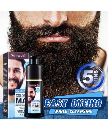 Silvercell Beard Dye for Men - Quick 5-Minute Application 3-in-1 Black Hair Dye Shampoo Long Lasting Gray Coverage - 6.76 fl oz - Buy Online on GoSupps.com