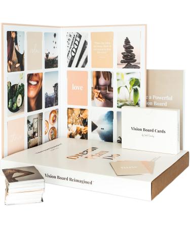 Vision Board Kit for Women - Complete Deluxe Dream & Mood Board Supplies for Adults | Law of Attraction Manifestation | 100 Creative Pictures, 100 Inspiration Quotes, Folded Board, Goal-Setting Guide