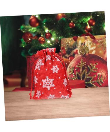 PLAFOPE Candy 10pcs Snowflake Burlap Bag Holiday Pouch Portable Bag Package Bag Storage Bag Handbag Christmas 14X10X0.3CM Red - Buy Online on GoSupps.com