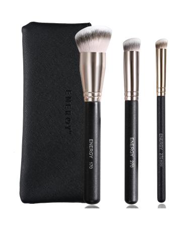 Energy 3-in-1 blasted foundation brush with a flat top concealer brush brushset makeup travel-up brush for liquid cream and powder makeup black 48.9 - Buy Online on GoSupps.com