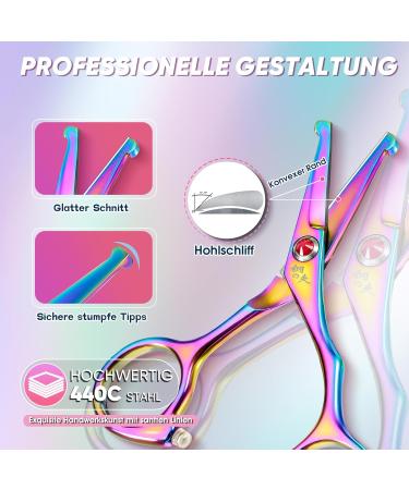 DRGSKL Small Dog Care Scissors - Professional Safe Round Point Detail Trim - Japanese Stainless Steel 440C - Perfect for Dogs & Cats - Rainbow Edition - Buy Online on GoSupps.com