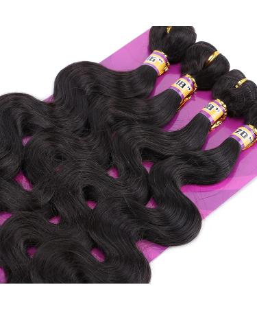 Natural Black Synthetic Body Wave Hair Bundles - 4 Bundles, 280g - Heat Resistant Fiber, Soft as Human Hair - Hair Extensions for Black Women - Buy Online on GoSupps.com