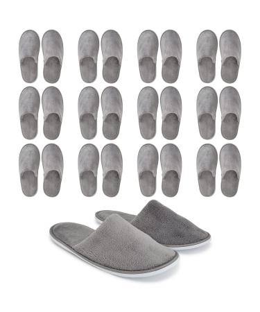 Juvale 12 Pairs Disposable House Slippers for Guests Bulk Pack for Hotel Spa Shoeless Home Gray (US Men Size 11 Women 12)