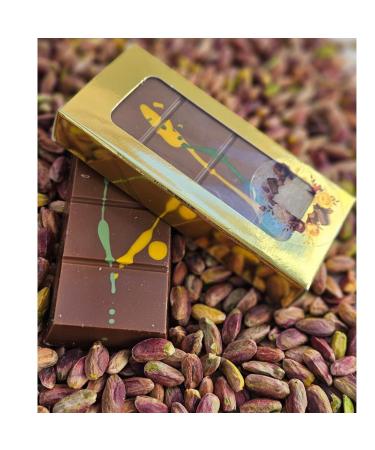 Luxury Bites LUXURY Dubai Pistachio Chocolate 100g - Handmade from Belgian Chocolate Dubai Kadayif Chocolate & Pistachio Dubai Chocolate Dubai Chocolate